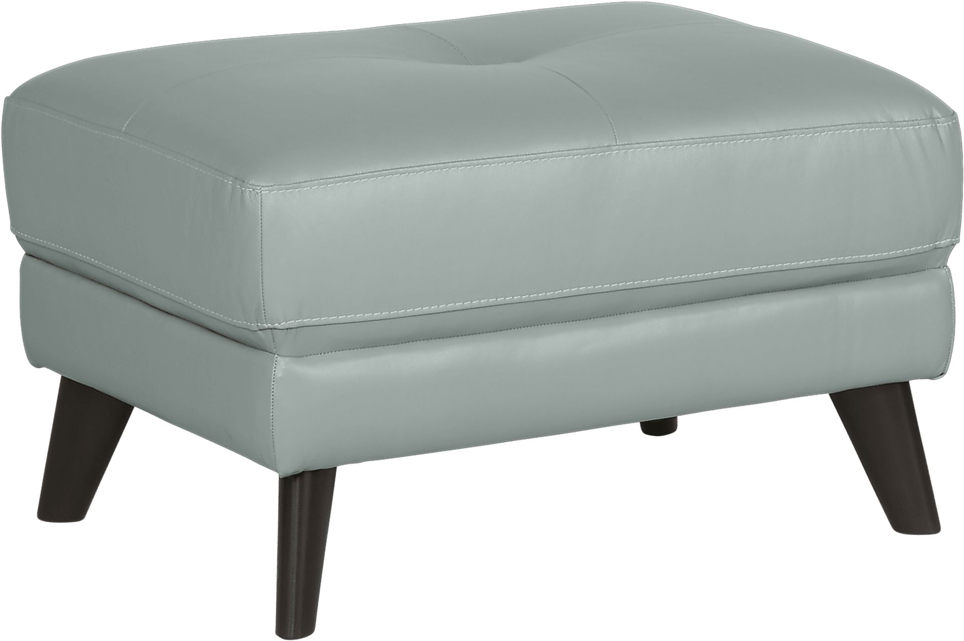 Gabriele Spa Blue Leather Ottoman - Image 1