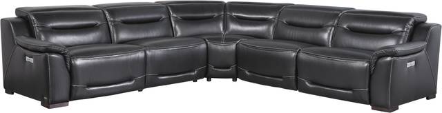 Gallia Black Leather 5 Pc Dual Power Reclining Sectional - Thumbnail - Image 1