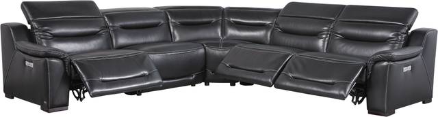 Gallia Black Leather 5 Pc Dual Power Reclining Sectional - Thumbnail - Image 3