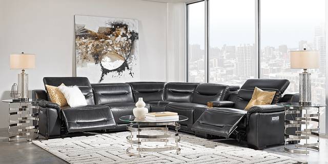 Gallia Black Leather 9 Pc Power Plus Reclining Sectional Living Room - Thumbnail - Image 1