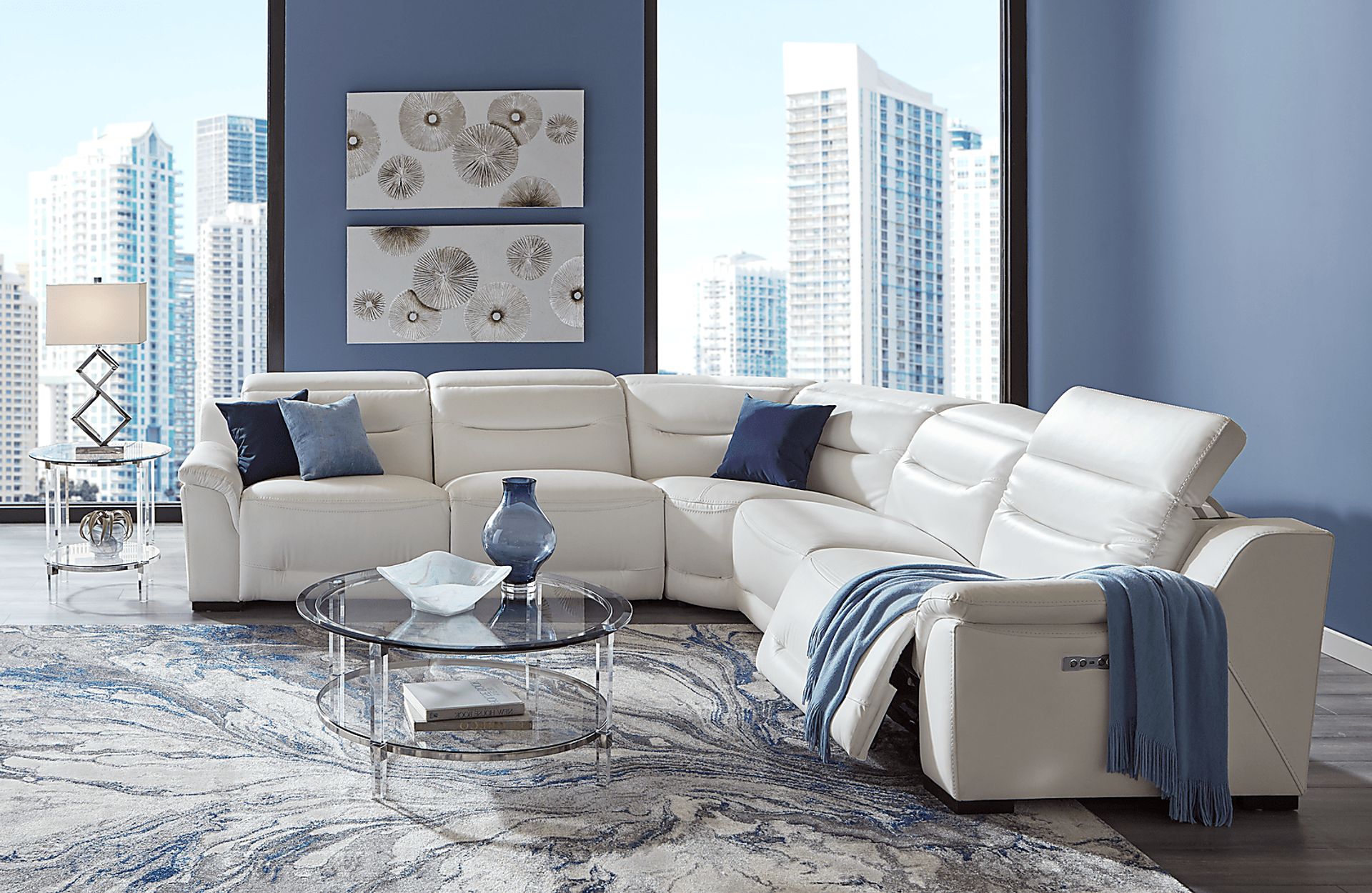 White leather sectional rooms to go discount