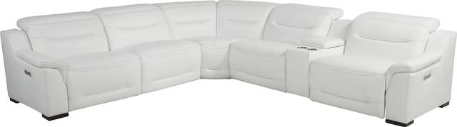 Gallia Way White Leather 6 Pc Dual Power Reclining Sectional - Thumbnail - Image 1