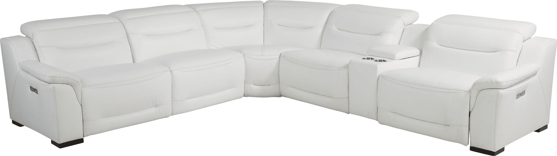 Gallia Way White Leather 9 Pc Dual Power Sectional Living Room - Image 2