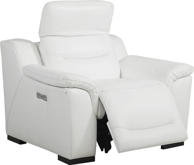 Gallia Way White Leather Dual Power Recliner - Thumbnail - Image 2
