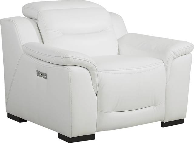 Gallia Way White Leather Dual Power Recliner - Thumbnail - Image 1