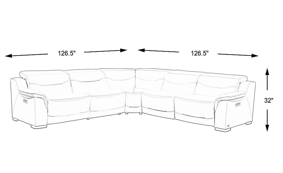 Sofia Vergara Gallia White Leather 5 Pc Power Reclining Sectional ...