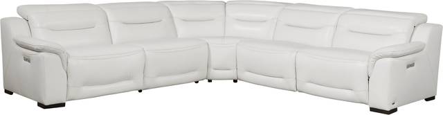 Gallia White Leather 5 Pc Dual Power Reclining Sectional - Thumbnail - Image 1