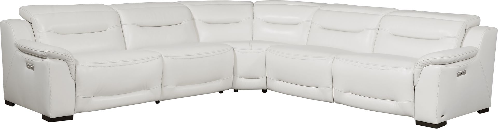 Gallia White Leather 5 Pc Dual Power Reclining Sectional - Image 1