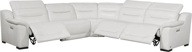 Gallia White Leather 5 Pc Dual Power Reclining Sectional - Thumbnail - Image 3