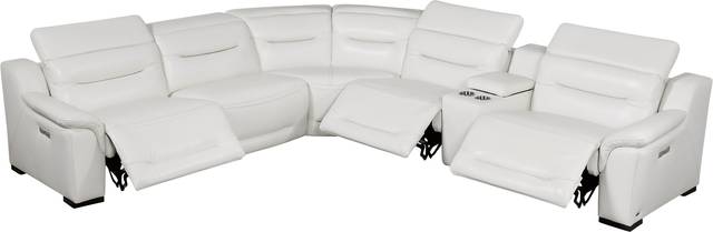 Gallia White Leather 6 Pc Dual Power Reclining Sectional - Thumbnail - Image 1