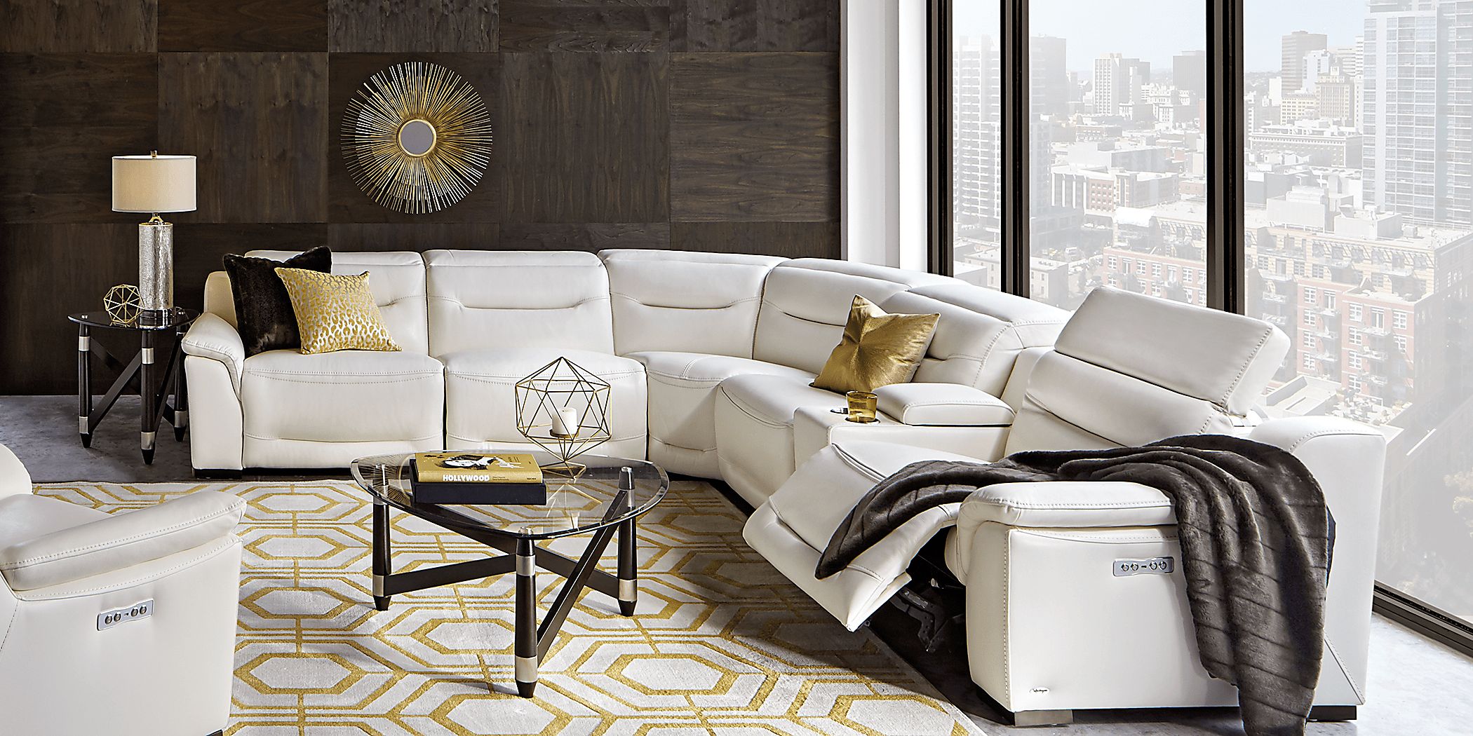 Sofia Vergara Gallia 9 Pc White Leather Living Room Set | Rooms to Go