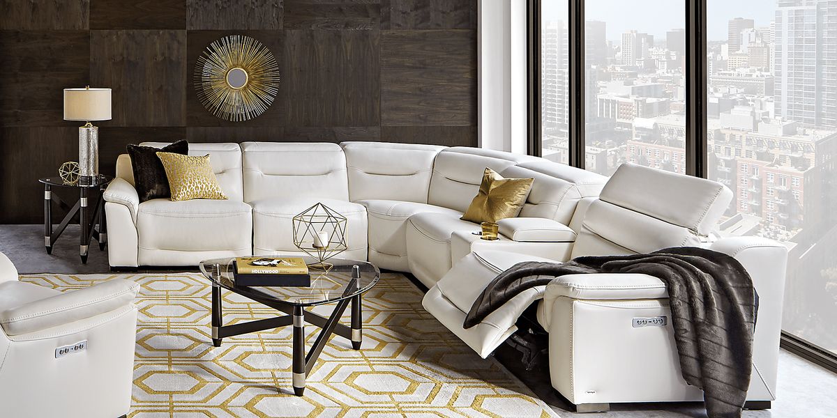 Sofia Vergara Gallia 9 Pc White Leather Living Room Set | Rooms to Go