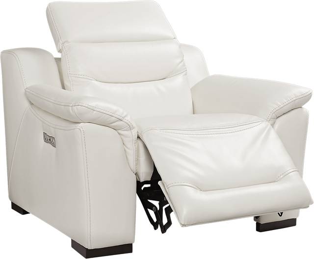 Gallia White Leather Power Plus Recliner - Thumbnail - Image 2