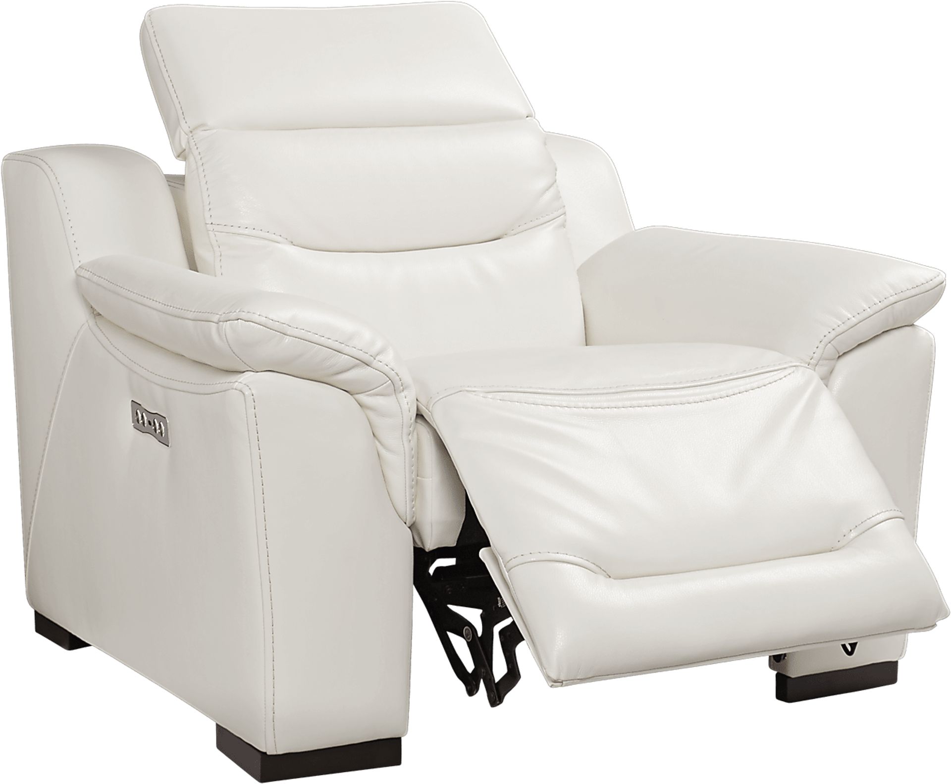 Gallia White Leather Power Plus Recliner - Image 2