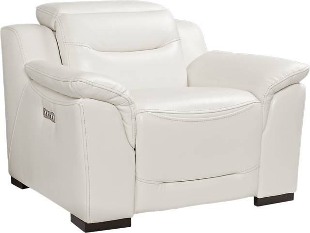 Gallia White Leather Power Plus Recliner - Thumbnail - Image 1