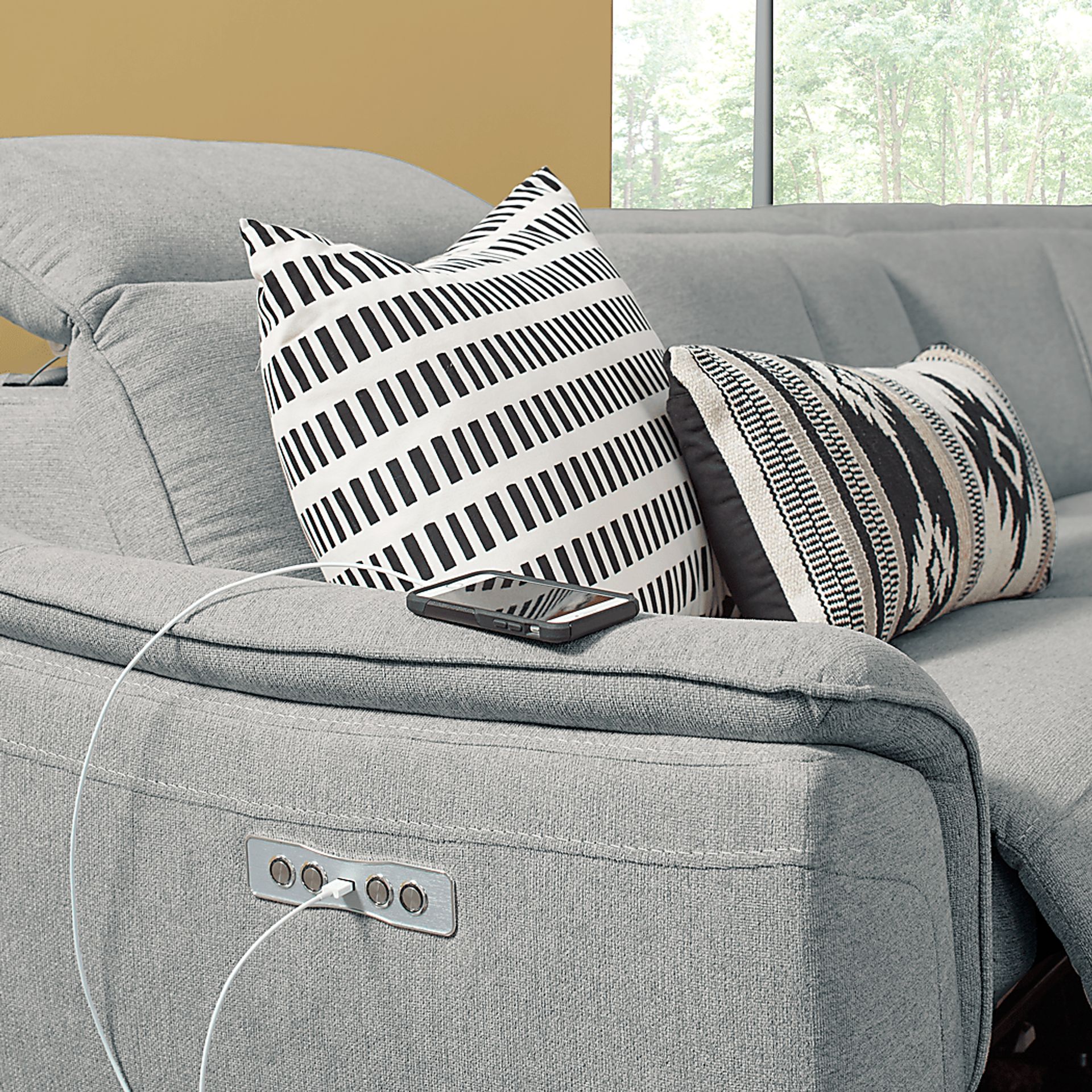 Turano Gray 6 Pc Dual Power Reclining Sectional - Image 3