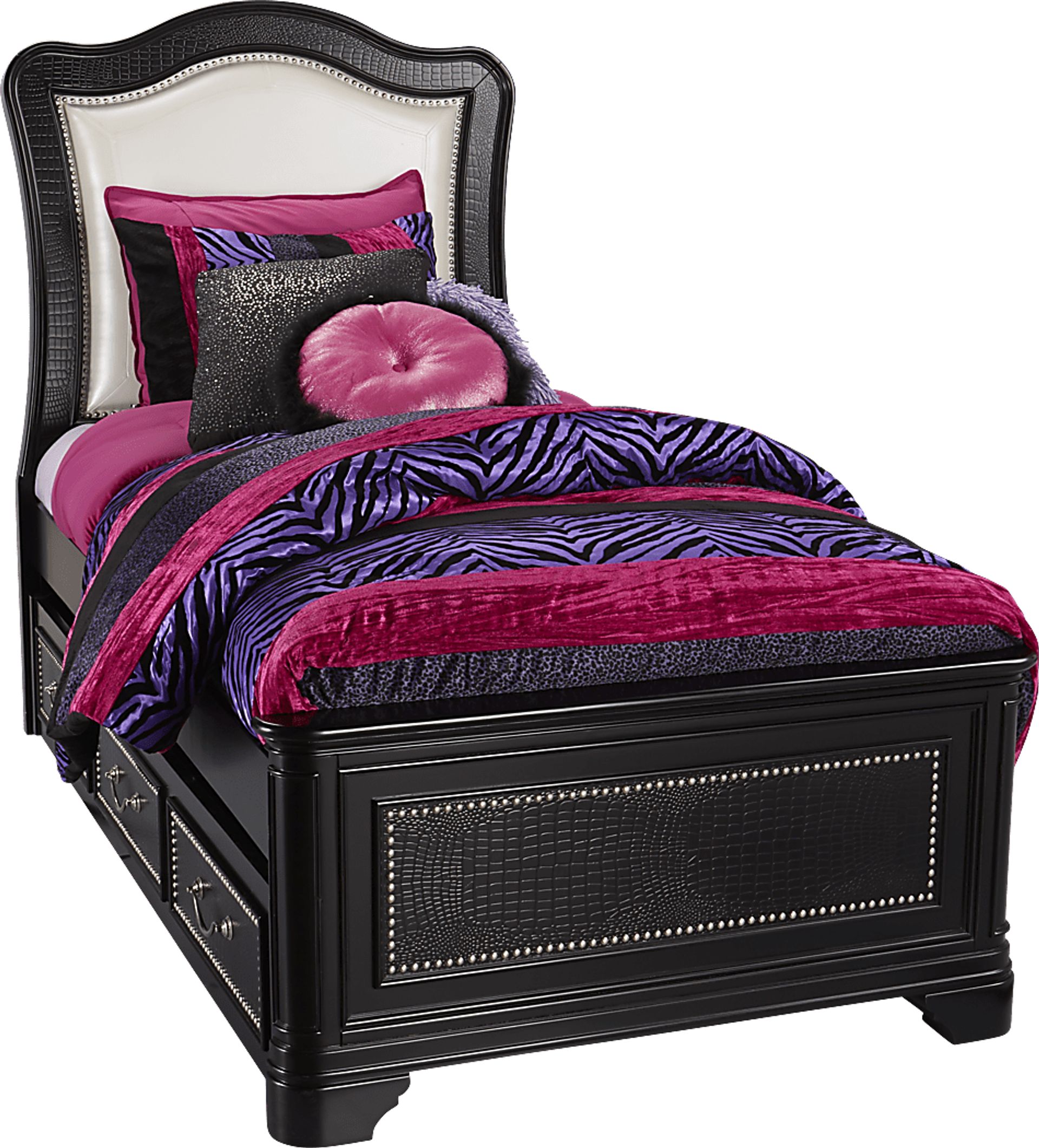 Kayla Black 4 Pc Twin Panel Bed w/Trundle - Image 1