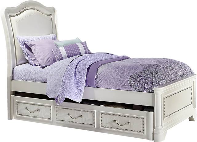 Kayla White 4 Pc Twin Panel Bed w/Trundle - Thumbnail - Image 1