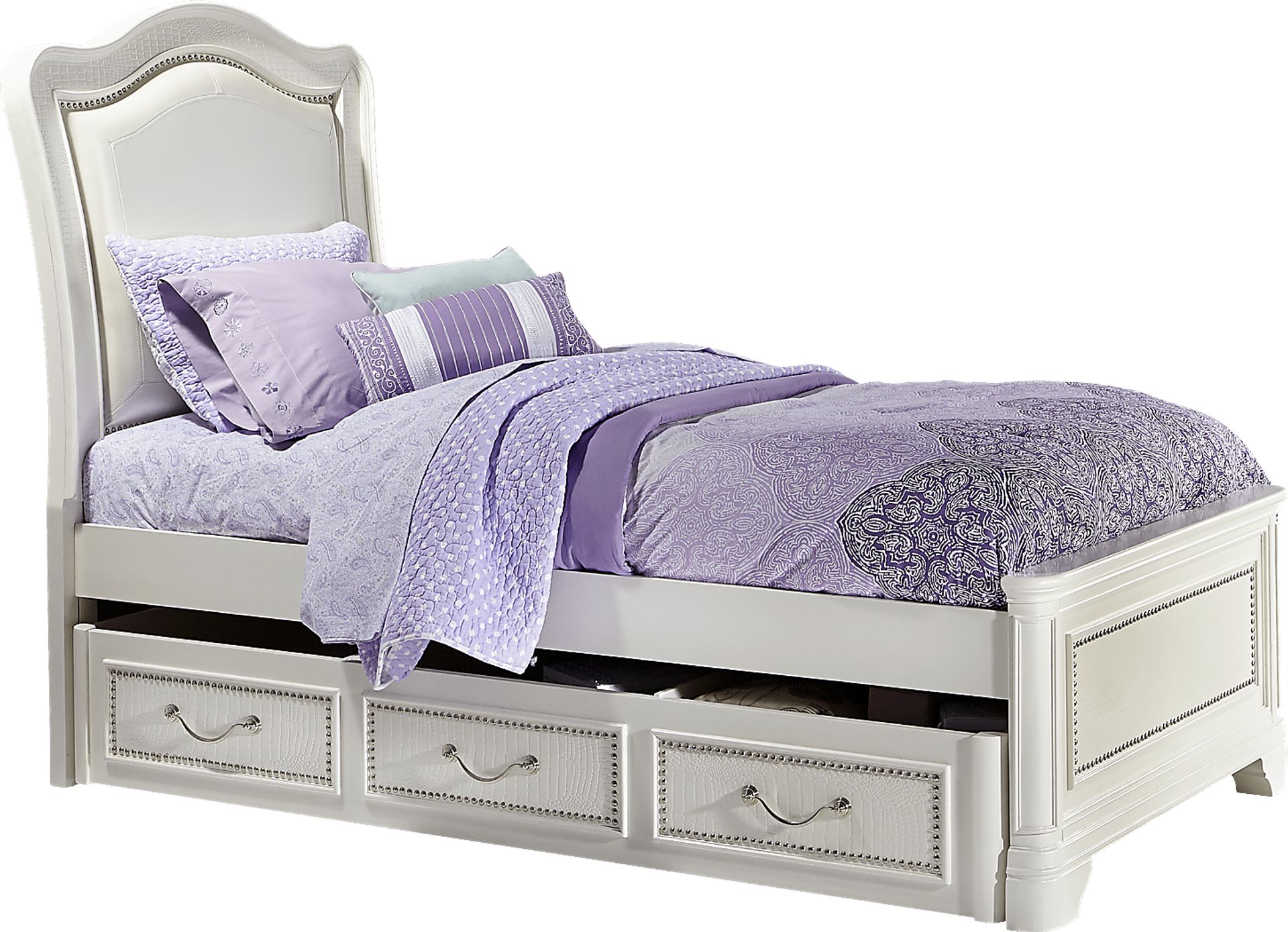 Kayla White 4 Pc Twin Panel Bed w/Trundle - Image 1