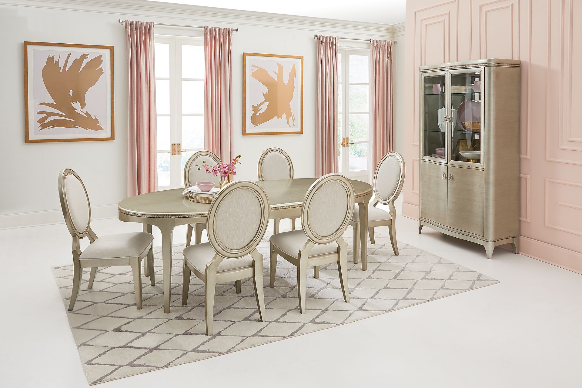 La Reina Silver 5 Pc Oval Dining Room - Image 1