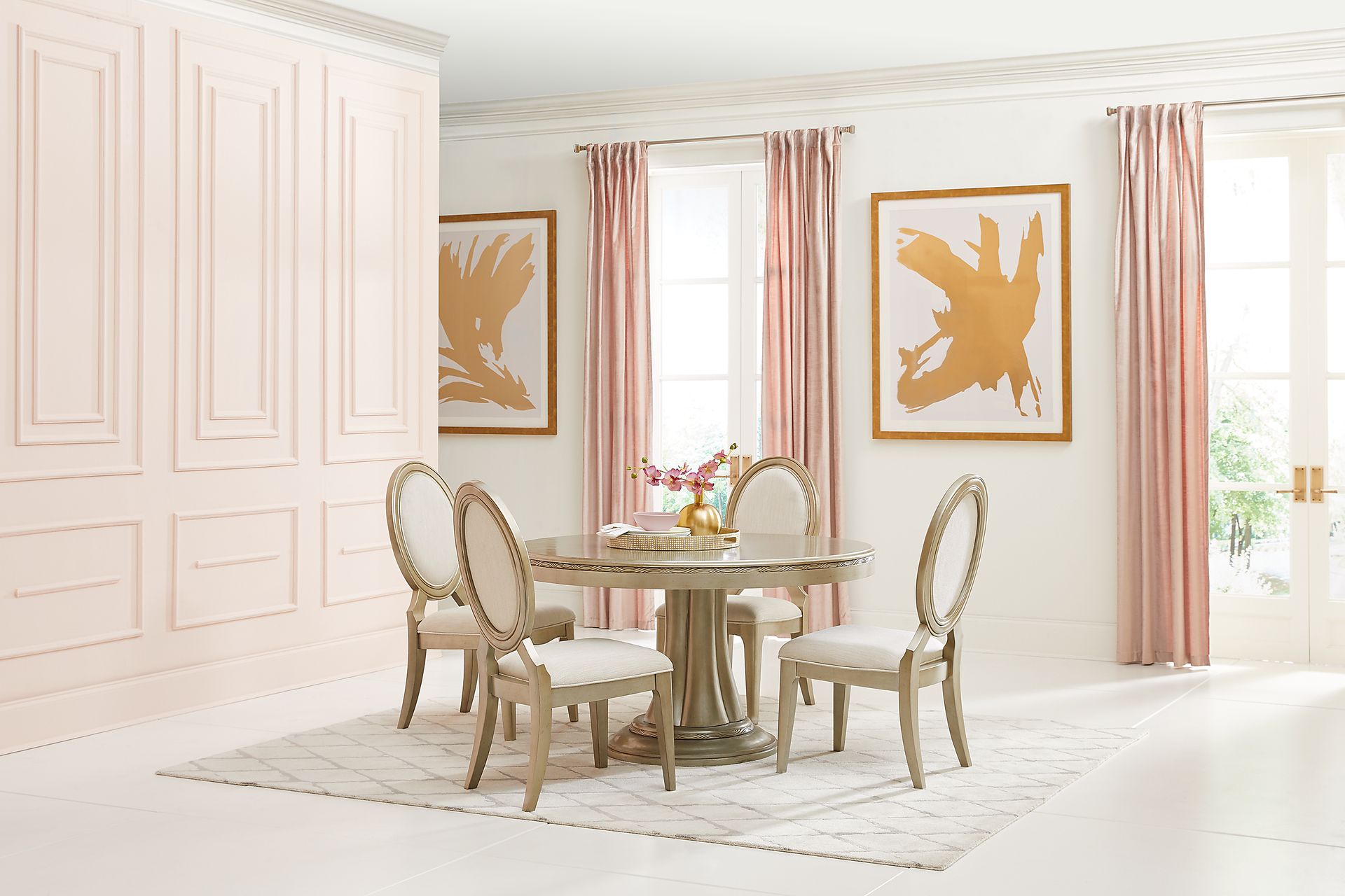 La Reina Silver 7 Pc Round Dining Room - Image 1