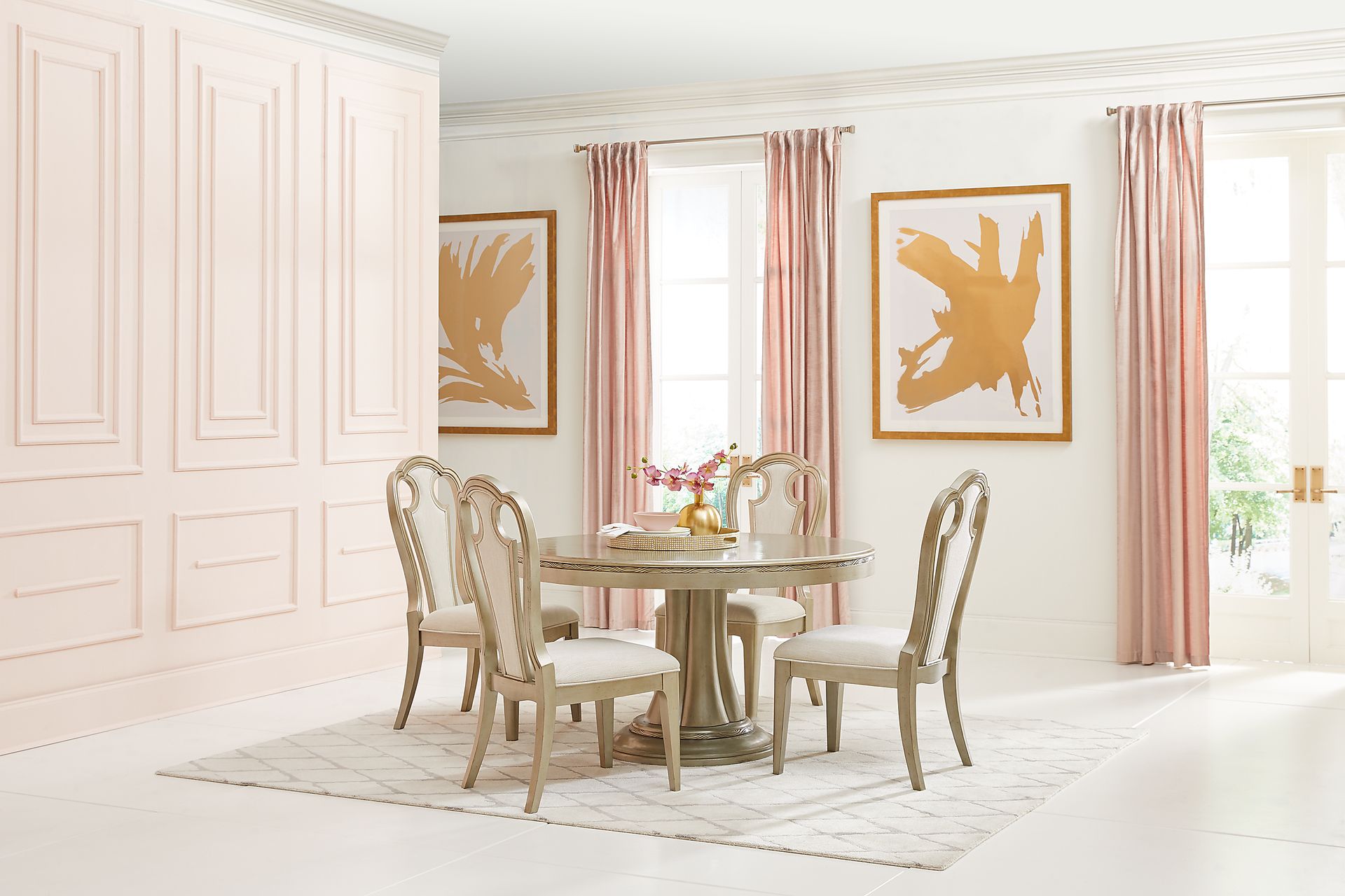 La Reina Silver 7 Pc Round Dining Room - Image 1