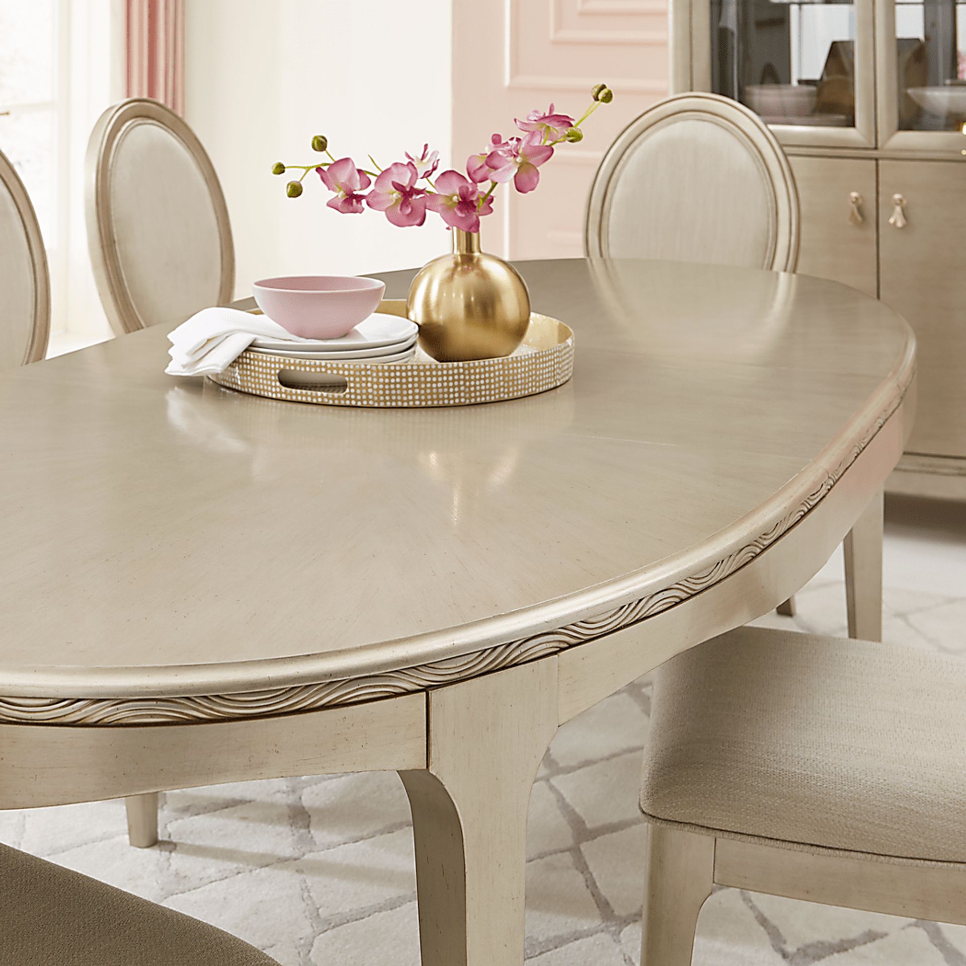 La Reina Silver 5 Pc Oval Dining Room - Image 4