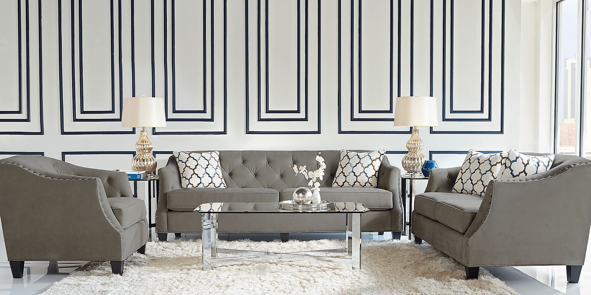 Monaco Court Charcoal 7 Pc Living Room - Image 1