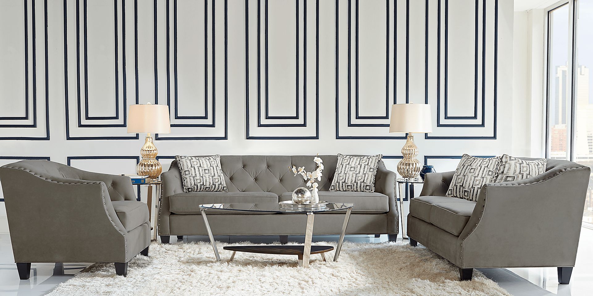 Monaco Court Charcoal 8 Pc Living Room - Image 1