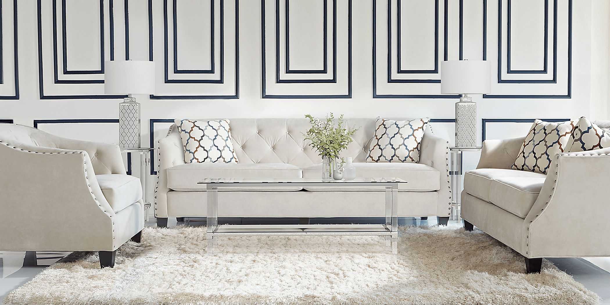 Sofia Vergara Monaco Court Oyster 7 Pc Living Room Rooms To Go