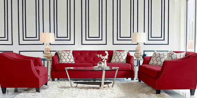 Monaco Court Scarlet 7 Pc Living Room - Thumbnail - Image 1