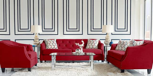 Monaco Court Scarlet 8 Pc Living Room - Thumbnail - Image 1