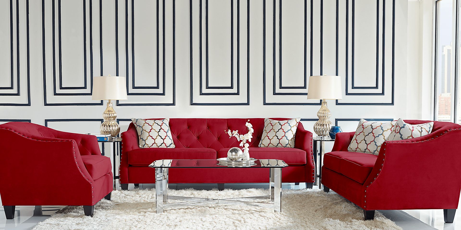 Monaco Court Scarlet 8 Pc Living Room - Image 1