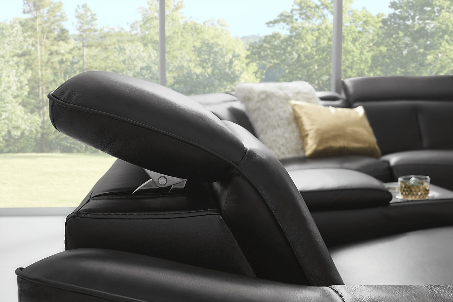 Naples Black Leather 6 Pc Dual Power Reclining Sectional - Image 12