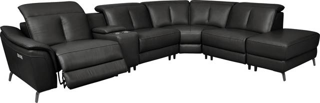 Naples Black Leather 6 Pc Dual Power Reclining Sectional - Thumbnail - Image 3