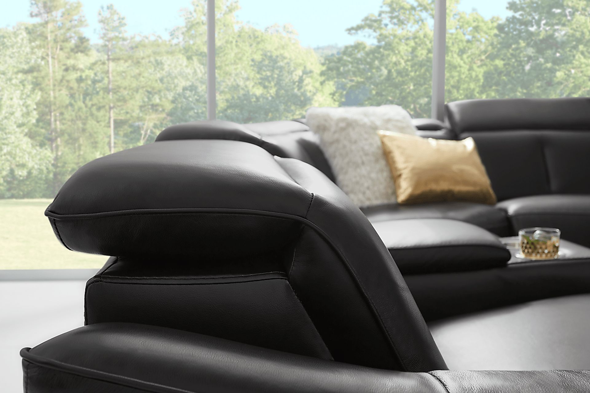 Naples Black Leather 6 Pc Dual Power Reclining Sectional - Image 11