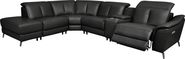 Naples Black Leather 6 Pc Dual Power Reclining Sectional - Thumbnail - Image 3