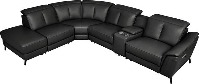 Naples Black Leather 6 Pc Dual Power Reclining Sectional - Thumbnail - Image 4
