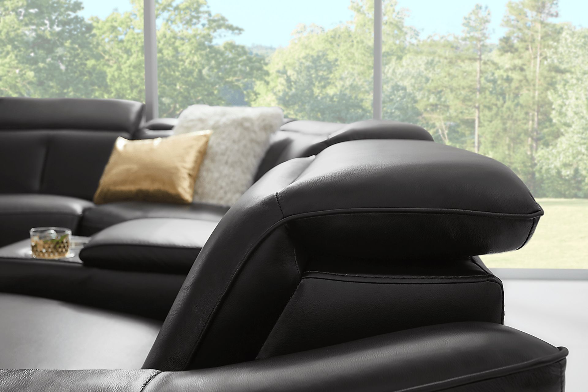 Naples Black Leather 6 Pc Dual Power Reclining Sectional - Image 8