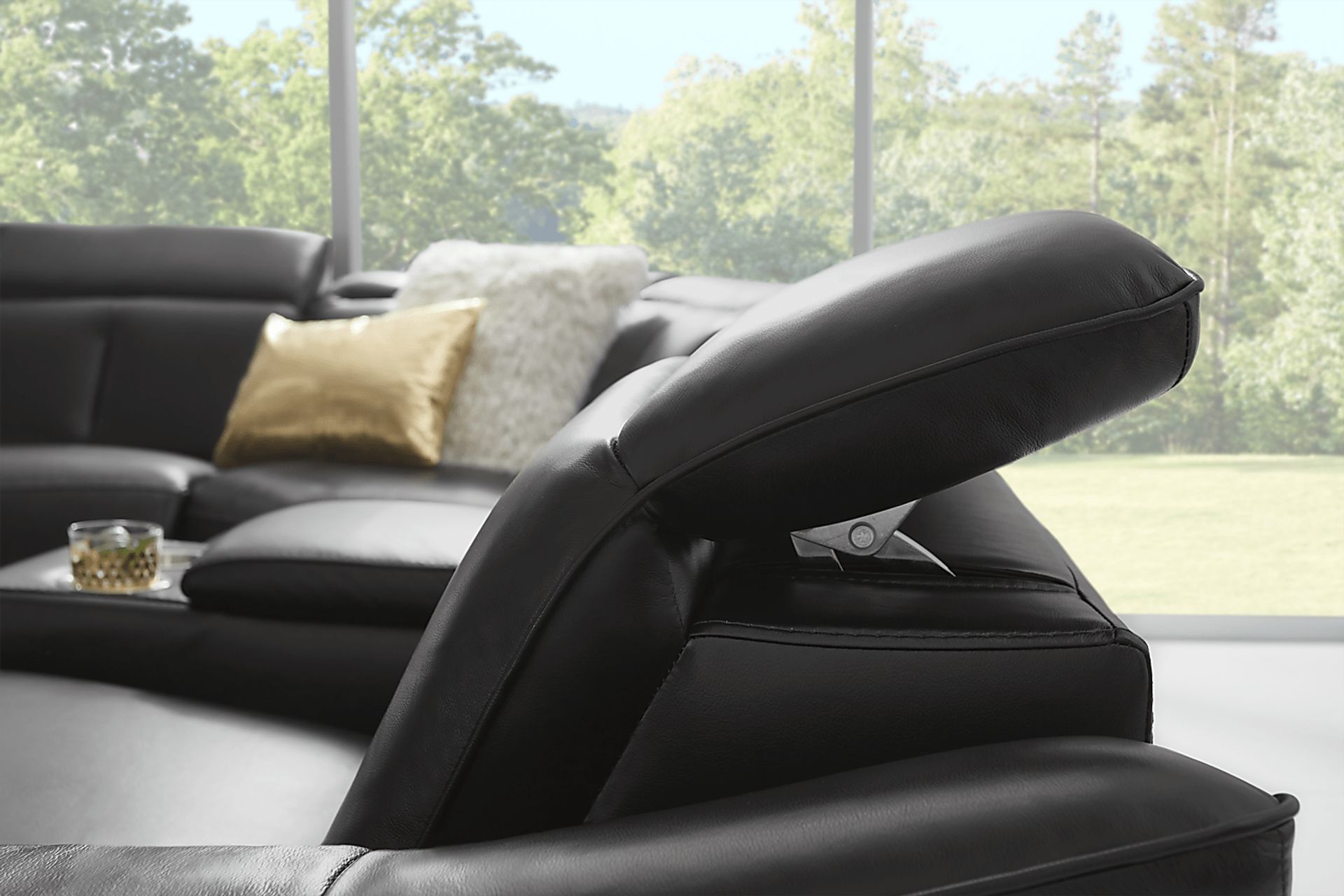 Naples Black Leather 6 Pc Dual Power Reclining Sectional - Image 9
