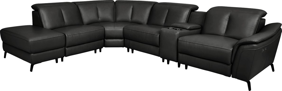 Bolero Black Gel Fabric 6 Piece Power Reclining Sectional