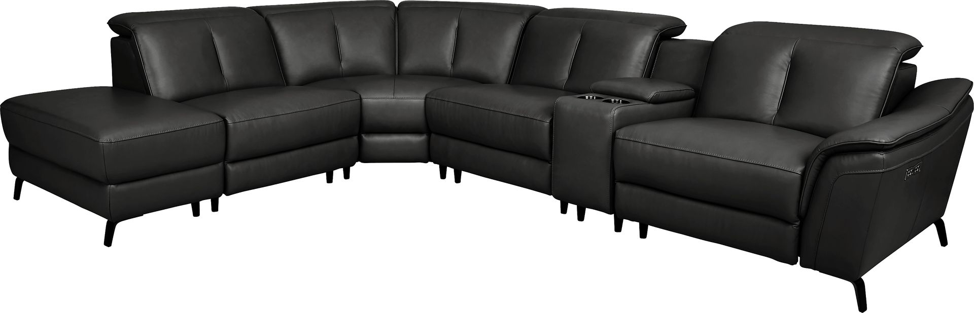 Naples Black Leather 6 Pc Dual Power Reclining Sectional - Image 1