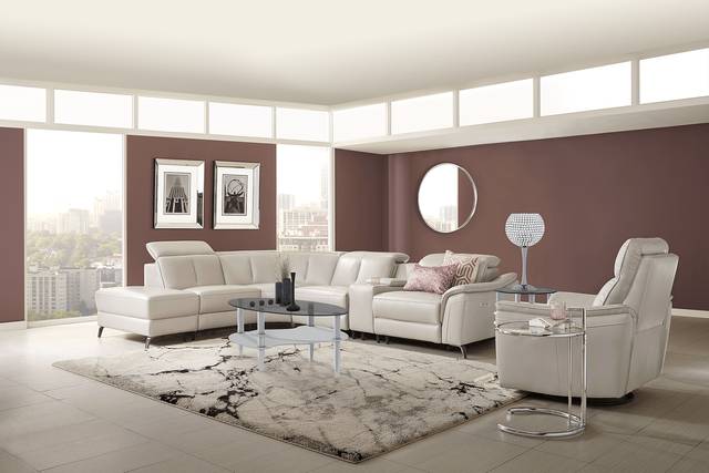 Naples Light Gray Leather 6 Pc Dual Power Reclining Sectional - Thumbnail - Image 2