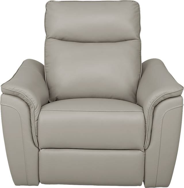 Naples Light Gray Leather Recliner - Thumbnail - Image 3