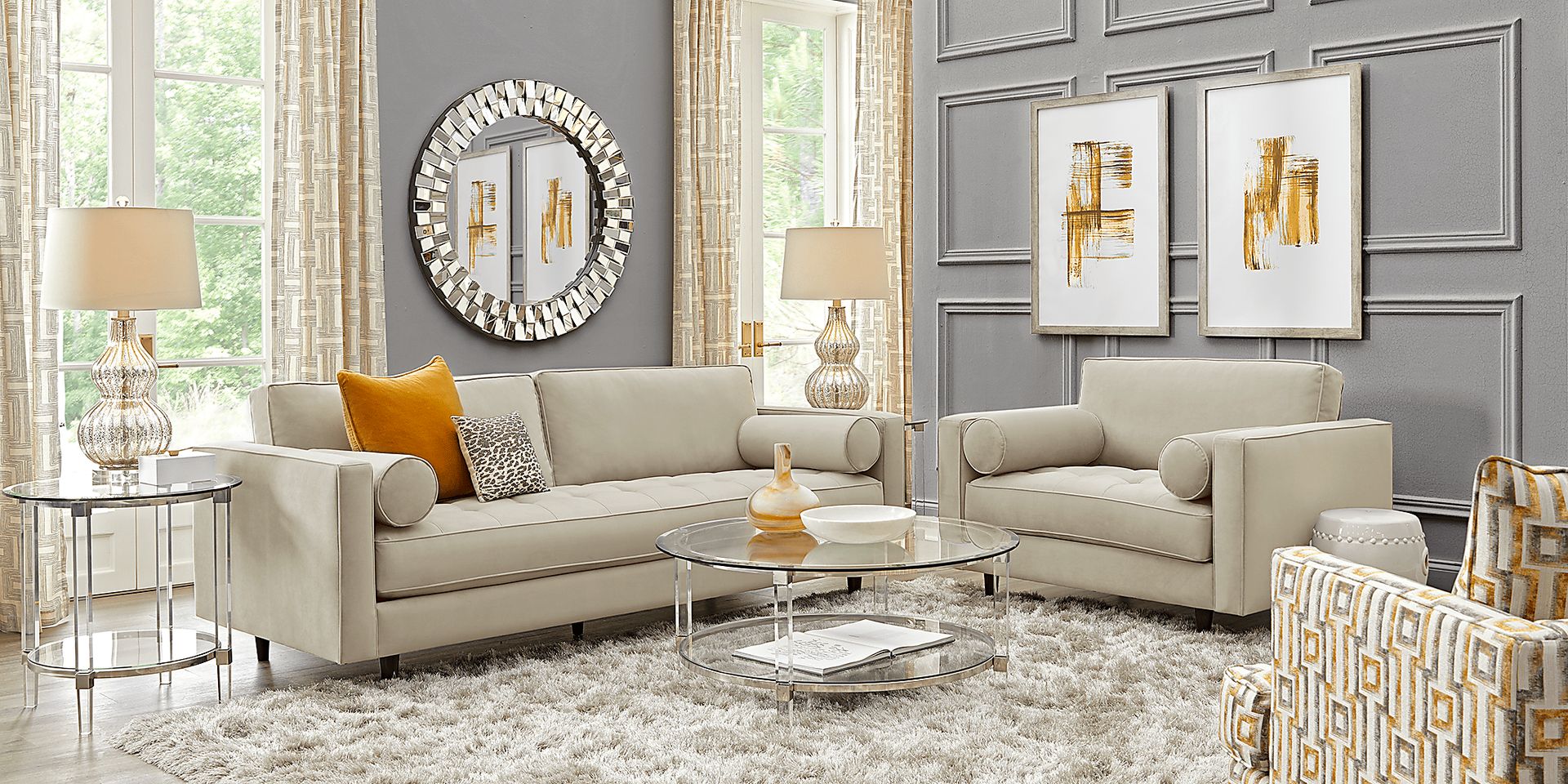 Pacific Palisades Beige Plush 5 Pc Living Room - Image 1