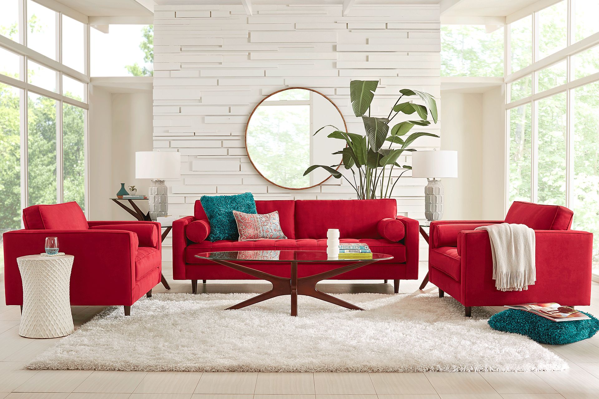 Pacific Palisades Cardinal Microfiber 5 Pc Living Room - Image 2