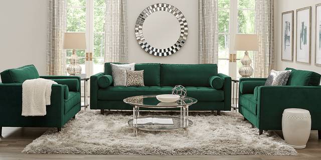 Pacific Palisades Emerald Plush 7 Pc Living Room - Thumbnail - Image 1