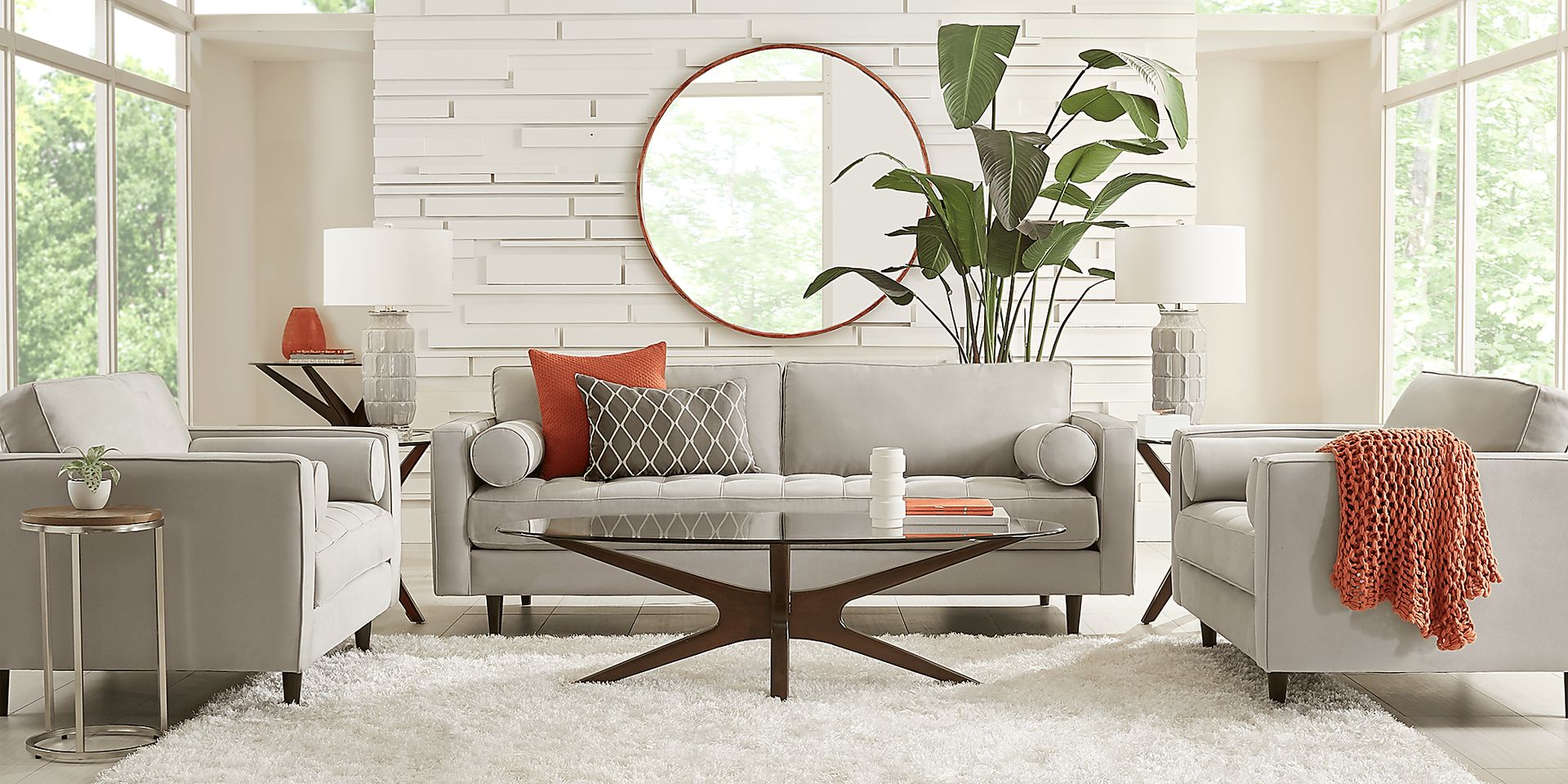 Pacific Palisades Platinum Microfiber 2 Pc Living Room - Image 1