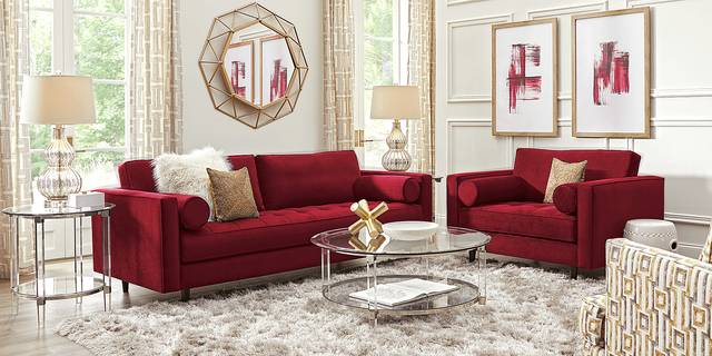 Pacific Palisades Scarlet Plush 3 Pc Living Room - Thumbnail - Image 1