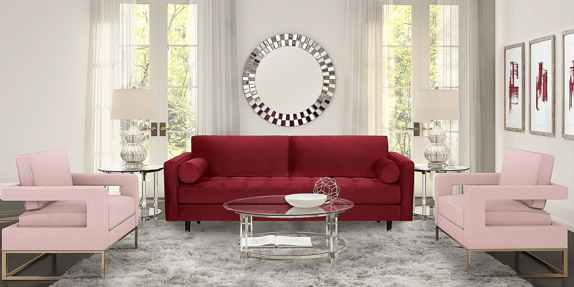 Pacific Palisades Scarlet Plush 4 Pc Living Room - Image 1